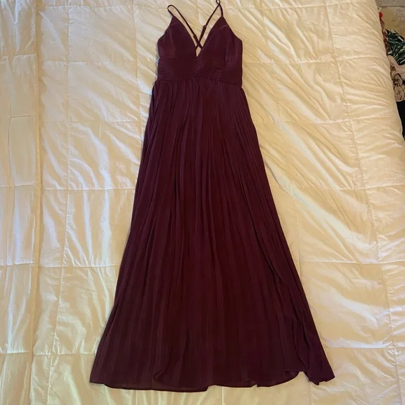 princess polly baby blue dress Dresses | Burgundy Pleated Maxi Dress With Criss Cross Spaghetti Straps
